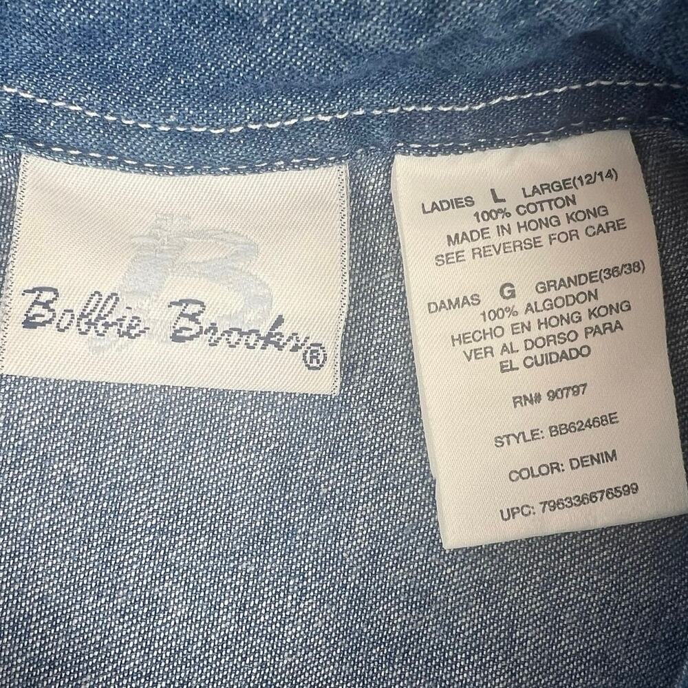 Vintage Bobbie Brooks Shirt Embroidered Fall Autumn Denim Button Front Top L - Picture 6 of 9